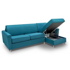 Canapé d'angle convertible AMBROGIO Tissu bleu