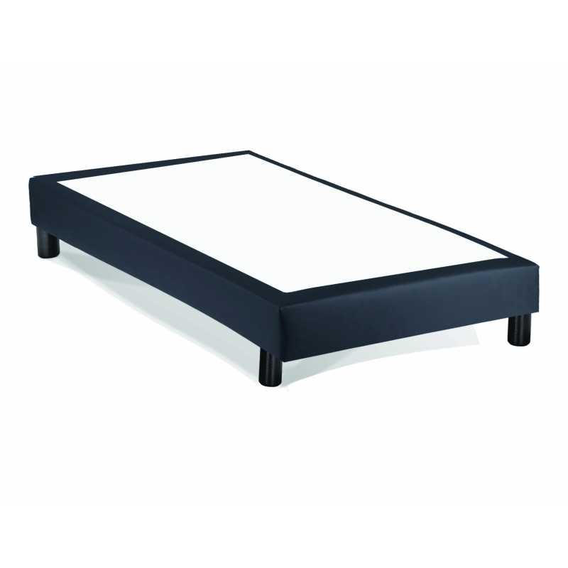 sommier LB15 tapissier lattes déco look cuir noir 90x200 tissu chiné epais