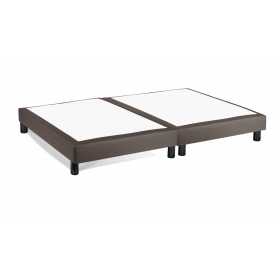 Sommier D.M. LB15 Tapissier Lattes Déco Look Cuir Taupe - 2x80x200 lit 13 lattes