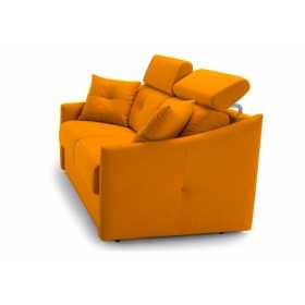 canapé convertible Emma 140x190 tissu orange trois places