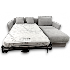 canapé d'angle convertible 120x190 mojito gris clair literie de luxe