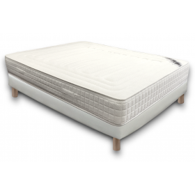 Pack 120x190 : Matelas SIMMONS SENSOFT DOS SENSIBLE + Sommier D.M. SOLUX  Tapissier lattes + Pieds de lit Cylindriques