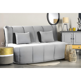 canapé bz flo couchage 140x200 tissu gris clair polyester