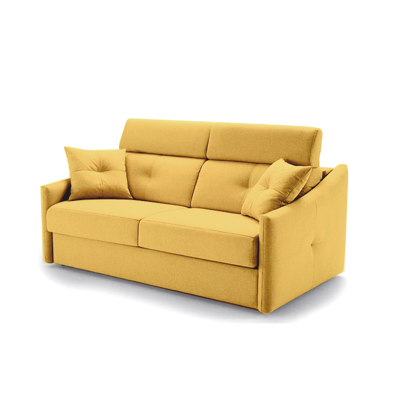 canapé convertible 140x190 Emma tissu jaune fabriqué en Espagne