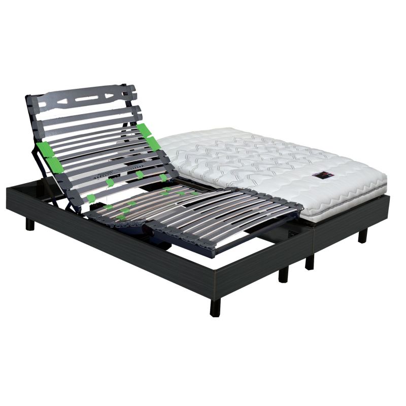 Pack 2x80x200 : Matelas PIRELLI PHYSIAL B 100% latex + Sommier ETERNEL DM Cendré + Pieds Cylindriques 