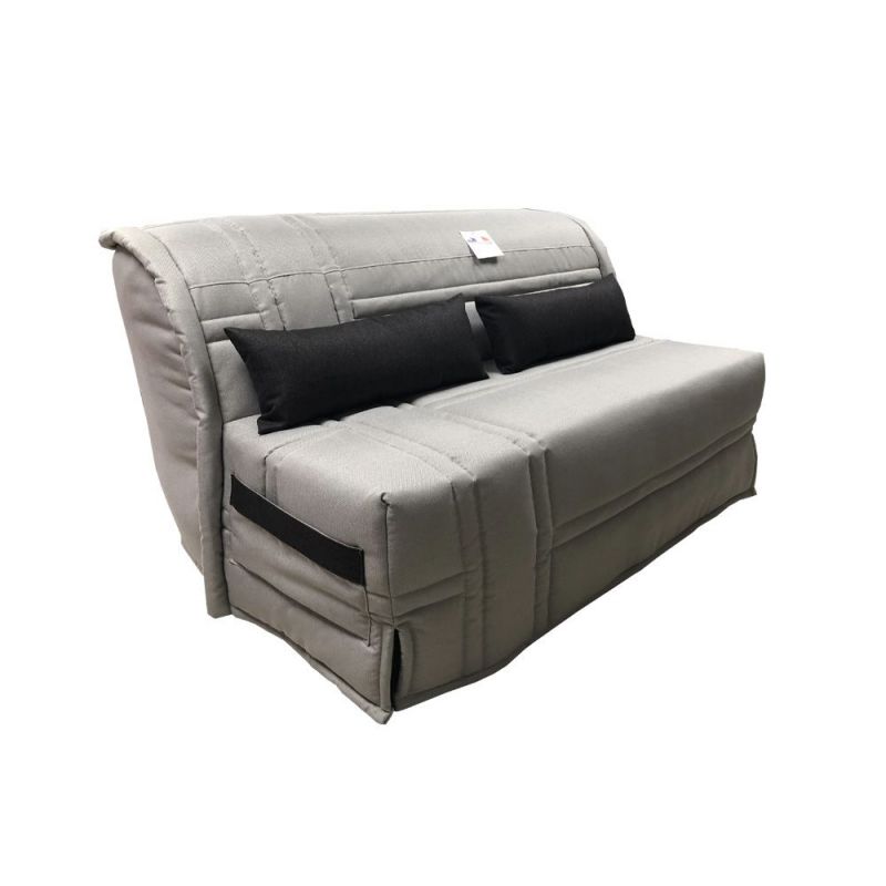 Banquette BZ tissu gris chiné matelas Sofaflex 140x190 cm ép. 9 cm