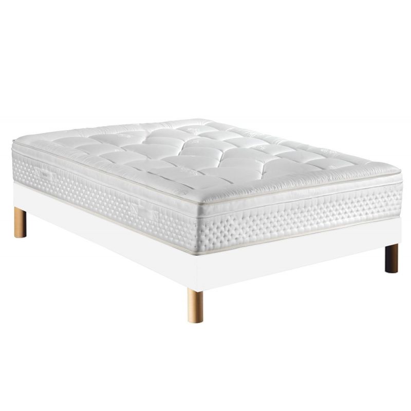 Pack 140x190 : Matelas EPEDA MULTI-AIR 1000  + Sommier D.M. SOLUX Tapissier lattes + Pieds de lit Cylindriques