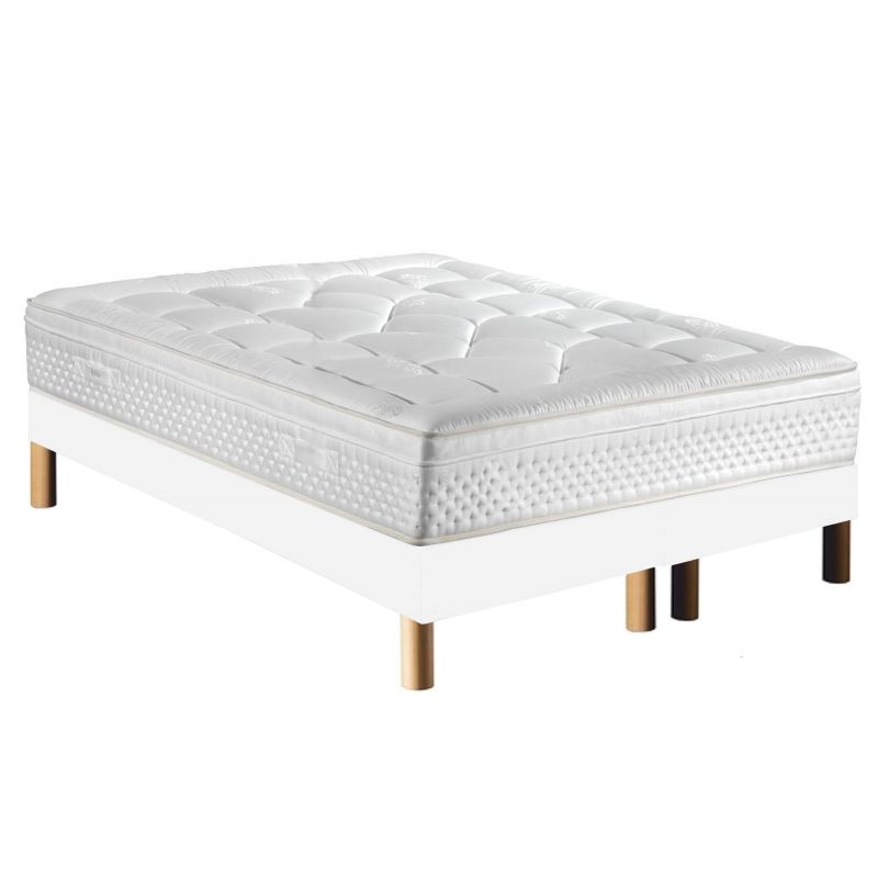 Pack 160x200 : Matelas EPEDA MULTI-AIR 1000  + Sommier D.M. SOLUX Tapissier lattes + Pieds de lit Cylindriques